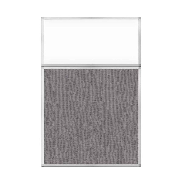Hush Panel Configurable Cubicle Partition 4' x 6' W/ Window Slate Fabric Clear Window